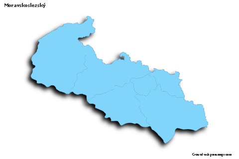 Contoh Peta untuk Moravskoslezský (biru,garis luar,bayangan)