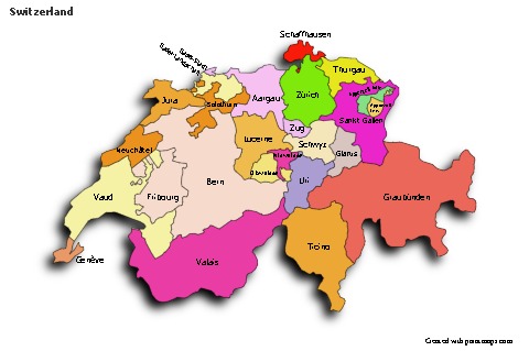 Sample Maps for Switzerland (colored,shadowy)