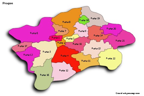 Contoh Peta untuk Prague (berwarna,bayangan)