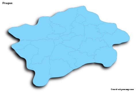Contoh Peta untuk Prague (biru,garis luar,bayangan)