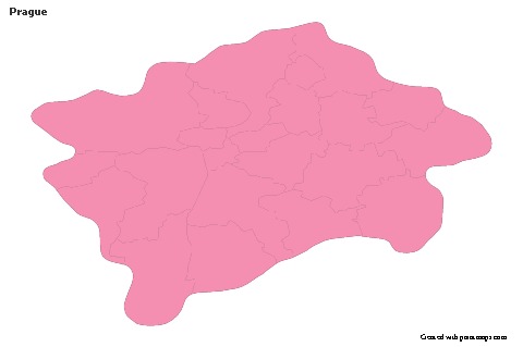 Contoh Peta untuk Prague (merah jambu,garis besar)