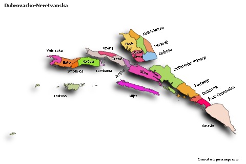 Contoh Peta untuk Dubrovacko-Neretvanska (berwarna,bayangan)