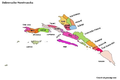 Contoh Peta untuk Dubrovacko-Neretvanska (berwarna)