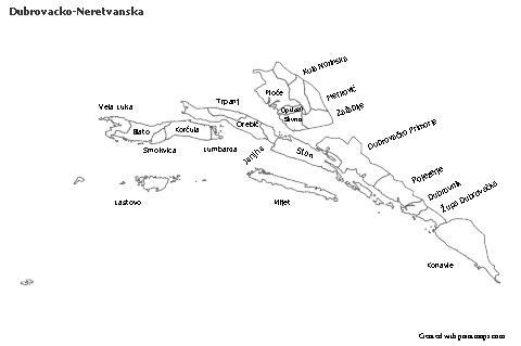 Contoh Peta untuk Dubrovacko-Neretvanska (hitam-putih)