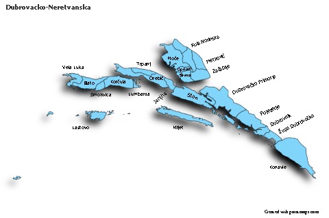 Contoh Peta untuk Dubrovacko-Neretvanska (biru,bayangan)