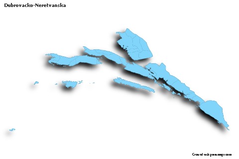 Contoh Peta untuk Dubrovacko-Neretvanska (biru,garis luar,bayangan)