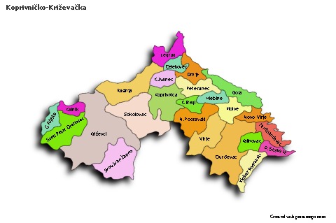 Sample Maps for Koprivničko-Križevačka (colored,shadowy)