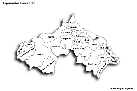 Sample Maps for Koprivničko-Križevačka (black-white,shadowy)