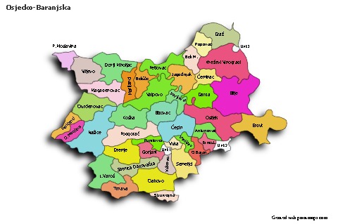 Contoh Peta untuk Osjecko-Baranjska (berwarna,bayangan)