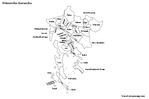 Primorsko-Goranska için Örnek Haritalar (siyah-beyaz)