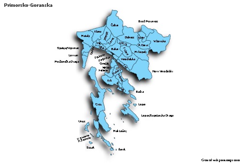 Primorsko-Goranska için Örnek Haritalar (mavi,gölgeli)