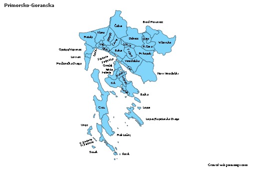 Primorsko-Goranska için Örnek Haritalar (mavi)
