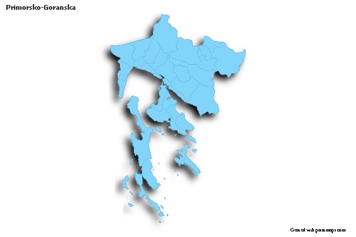 Primorsko-Goranska için Örnek Haritalar (mavi,anahat,gölgeli)