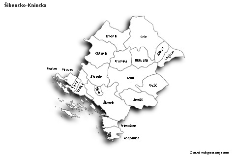 Contoh Peta untuk Šibensko-Kninska (hitam-putih,bayangan)