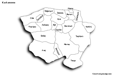 Sample Maps for Kastamonu (black-white,shadowy)