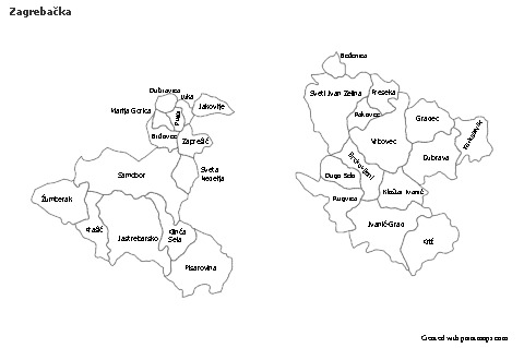 Contoh Peta untuk Zagrebačka (hitam-putih)