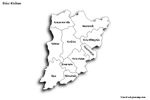 Sample Maps for Bács-Kiskun (black-white,shadowy)