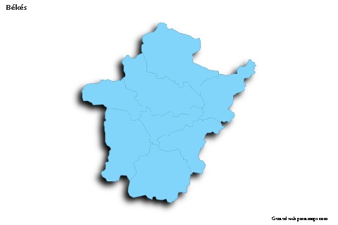 Sample Maps for Békés (blue,outline,shadowy)