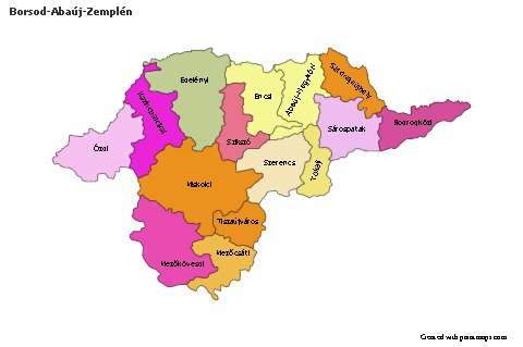 Contoh Peta untuk Borsod-Abaúj-Zemplén (berwarna)