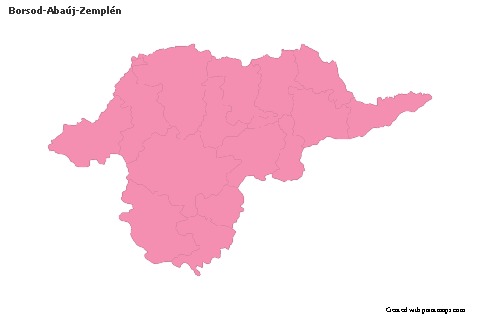 Contoh Peta untuk Borsod-Abaúj-Zemplén (merah jambu,garis besar)