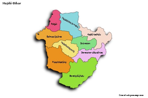 Contoh Peta untuk Hajdú-Bihar (berwarna,bayangan)