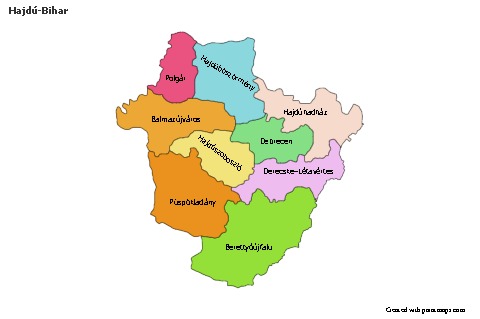 Contoh Peta untuk Hajdú-Bihar (berwarna)