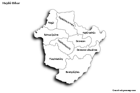 Contoh Peta untuk Hajdú-Bihar (hitam-putih,bayangan)