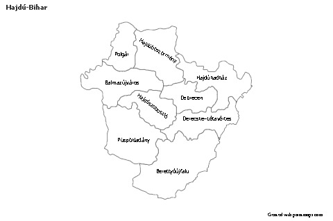 Contoh Peta untuk Hajdú-Bihar (hitam-putih)