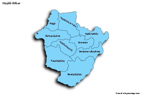 Contoh Peta untuk Hajdú-Bihar (biru,bayangan)