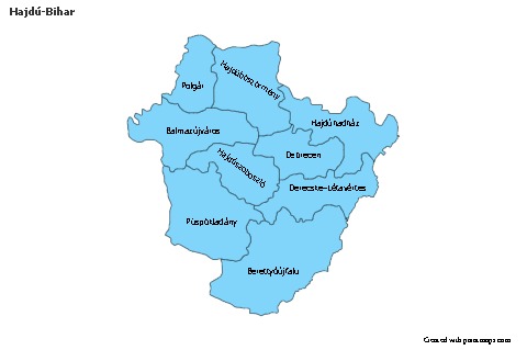Contoh Peta untuk Hajdú-Bihar (biru)
