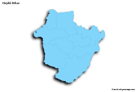 Contoh Peta untuk Hajdú-Bihar (biru,garis luar,bayangan)