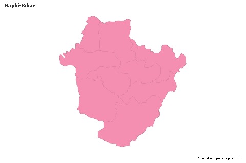 Contoh Peta untuk Hajdú-Bihar (merah jambu,garis besar)