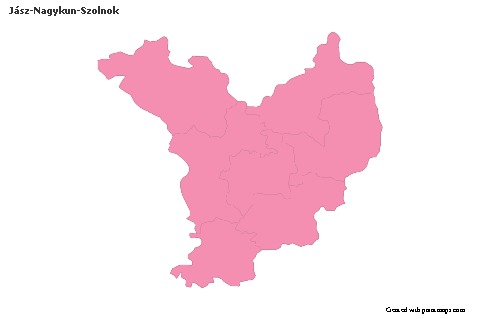 Contoh Peta untuk Jász-Nagykun-Szolnok (merah jambu,garis besar)