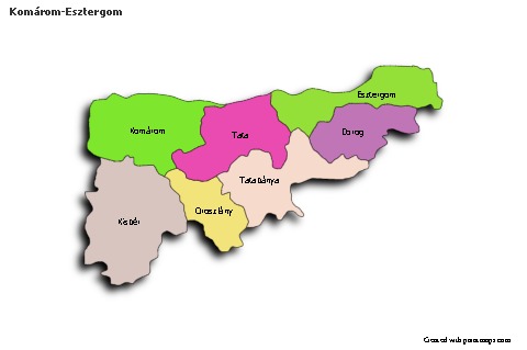 Mapas de muestra para Komárom-Esztergom (coloreado,sombrío)