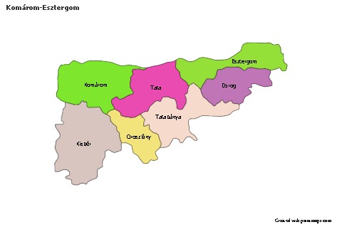 Mapas de muestra para Komárom-Esztergom (coloreado)