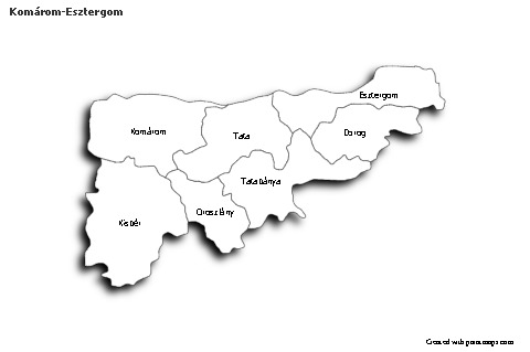 Mapas de muestra para Komárom-Esztergom (blanco-negro,sombrío)