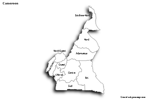Sample Maps for Cameroon (black-white,shadowy)