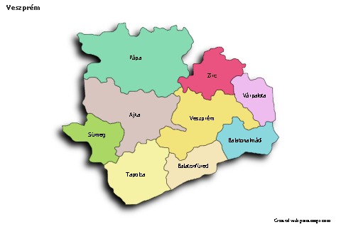 Sample Maps for Veszprém (colored,shadowy)