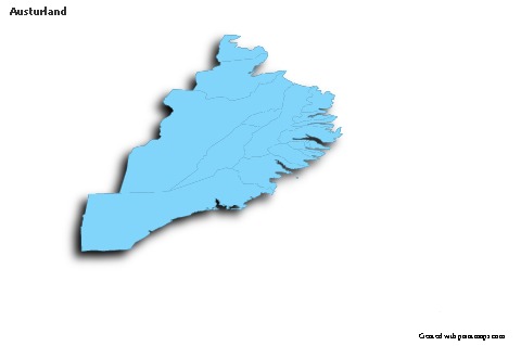 Contoh Peta untuk Austurland (biru,garis luar,bayangan)