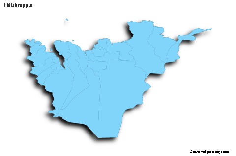 Contoh Peta untuk Hálshreppur (biru,garis luar,bayangan)