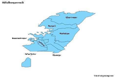 Contoh Peta untuk Höfuðborgarsvæði (biru)