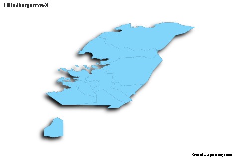 Contoh Peta untuk Höfuðborgarsvæði (biru,garis luar,bayangan)
