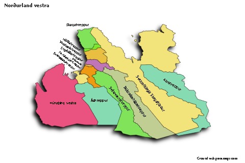 Contoh Peta untuk Norðurland vestra (berwarna,bayangan)