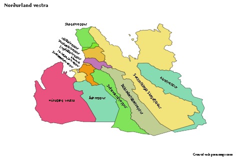 Contoh Peta untuk Norðurland vestra (berwarna)