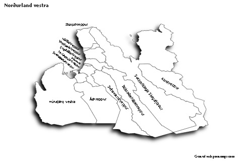Contoh Peta untuk Norðurland vestra (hitam-putih,bayangan)