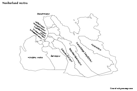 Contoh Peta untuk Norðurland vestra (hitam-putih)
