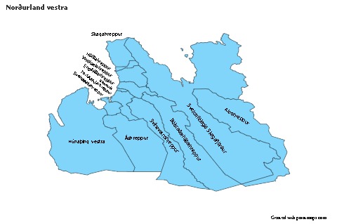 Contoh Peta untuk Norðurland vestra (biru)