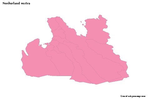 Contoh Peta untuk Norðurland vestra (merah jambu,garis besar)