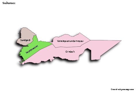 Contoh Peta untuk Suðurnes (berwarna,bayangan)