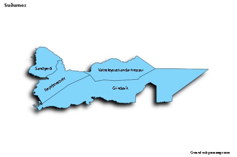 Contoh Peta untuk Suðurnes (biru,bayangan)